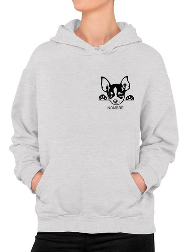 Poleron Estampado Perro Dog Chihuahua Insignia Personalizado  Con El Nombre De Tu Mascota Moda Mujer/niña