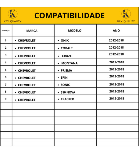 Chave Canivete Onix Prisma Cobalt Cruze 2013 2014 2015 2016