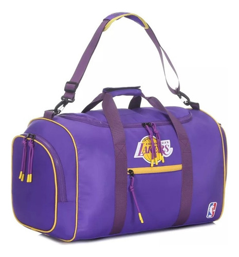 Bolso Basquet Nba Deportivo Urbano Viaje Gym Bolsillo Correa Color Lakers Violeta Liso