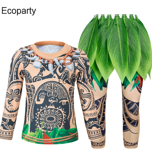 Disfraz Infantil De Maui Moana Con Estampado De Tótem 3d, Largo