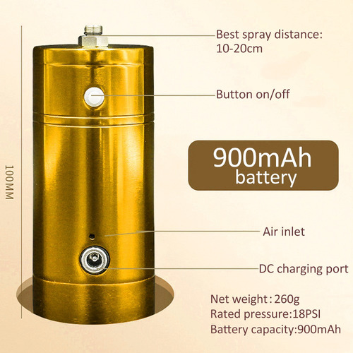 Kit De Aerógrafo Usb Recargable De Oro Compresor Portátil