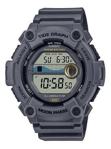 Reloj Casio Ws-1300h-8a Grafico De Mareas Fase Lunar Gris