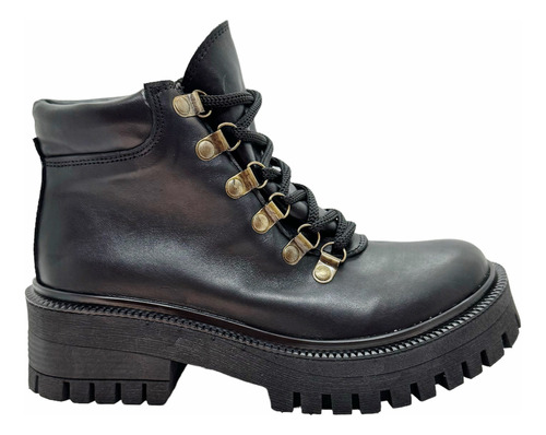 Borcego Work Mujer Cuero Vacuno Bota Plataforma Liviano Fu60