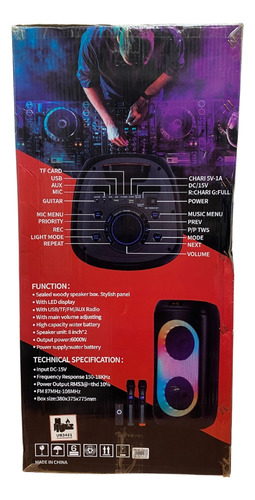 Parlante Powerful Bass Boost Ndr-810 Microfono Karaoke Color Negro