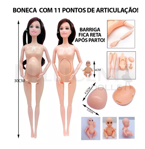 Boneca Estilo B4rbie Grávida + 2 Bebês Articulada