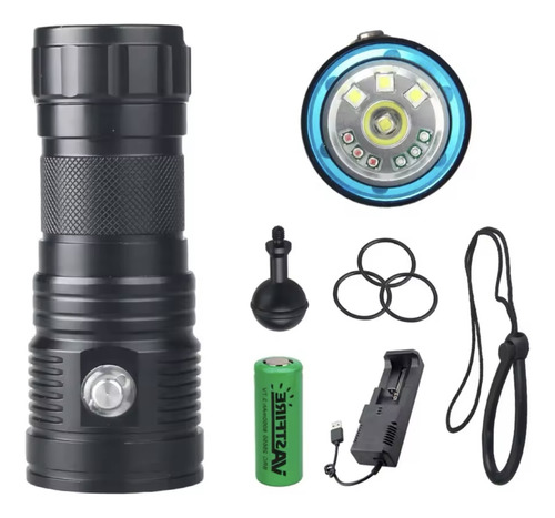 Lanterna Mergulho Subaquático 80w 100m 10led 3 Cores Ipx8