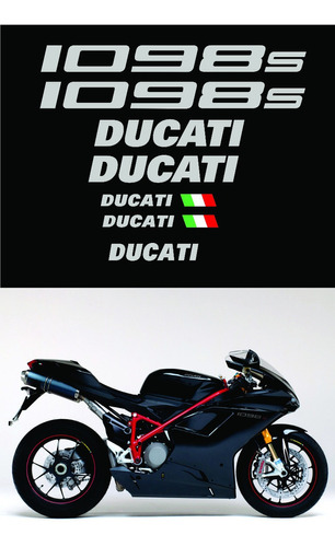 Kit Adesivos Compatível Ducati 1098s Preta Dct1098s03 Cor ducati 1098