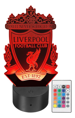 Lámpara Led Liverpool Fc Fútbol Acrílico Rgb Personalizada 