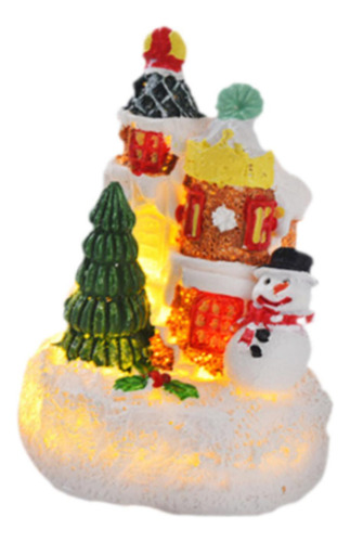 Casa Luminosa Navideña Escena De Nieve Navideña Figura De