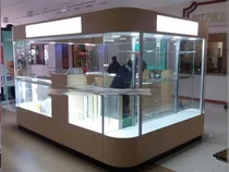 Comprar Stand Sencillo Mdf Vidrio Y Acrílico 2*2*2 Con Publicidad 