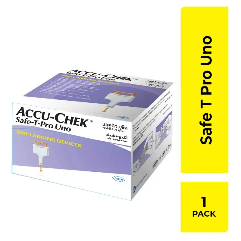 Lancetas Accu-chek Safe T Pro Uno - Caja Con 200 Piezas Blanco