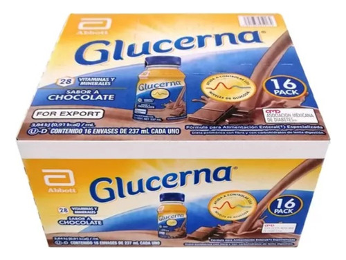 Glucerna Sabor Chocolate Caja De 16 Pzs De 237ml C/u