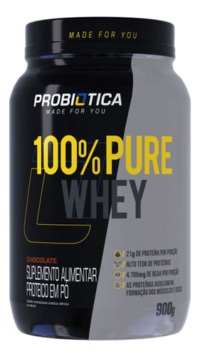 Whey 100% Pure probiótica concentrado pote 900gr chocolate