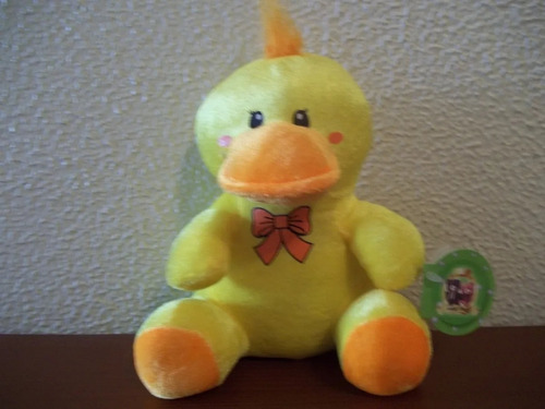 Pato De Pelúcia Amarelo Com Cabelo Laranja