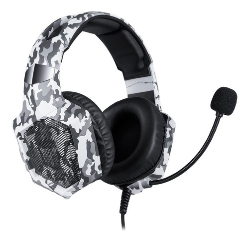 Imagem 1 de 4 de Fone de ouvido over-ear gamer Onikuma K8 branco com luz  rgb LED