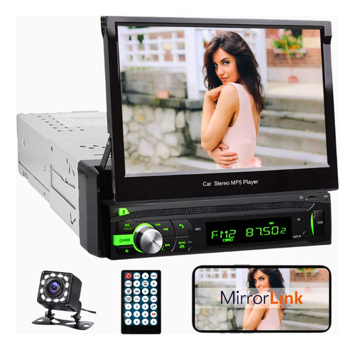 Autoestéreo Pantalla Retráctil Bluetooth Mp5 Cámara Reversa