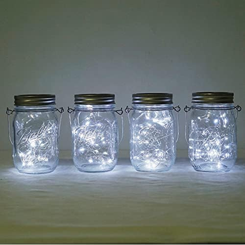 Luces Solares Tarro Mason, Juego De 4, 30 Led, Cadena D...