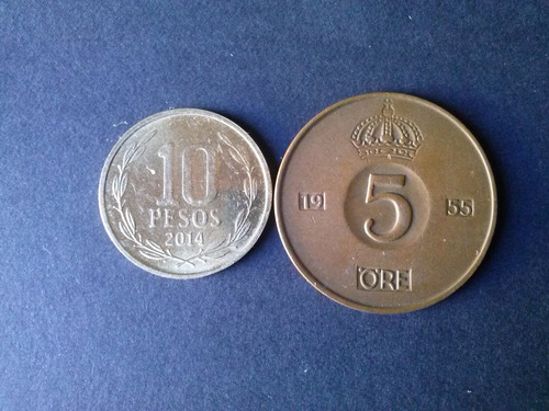 Moneda Suecia 5 Ore Cobre 1955 (c 44)