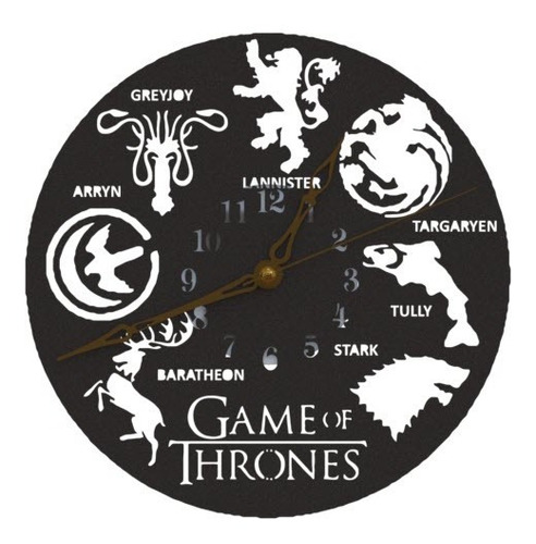 Reloj De Pared Game Of Thrones Casas Analógico 20cm 