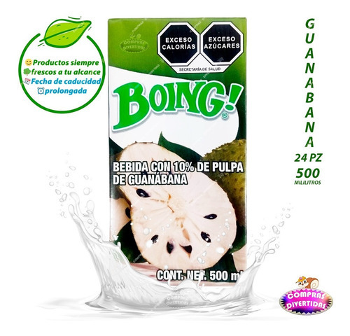 Boing Jugo Pulpa Guanabana 500 Ml Caja Mayoreo 24 Pz Fiesta