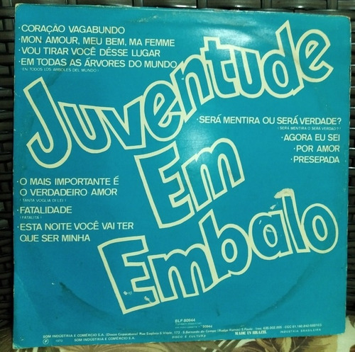 Lp Juventude Em Embalo Roberto Erasmo Carlos Antônio Jocafi (Usado)