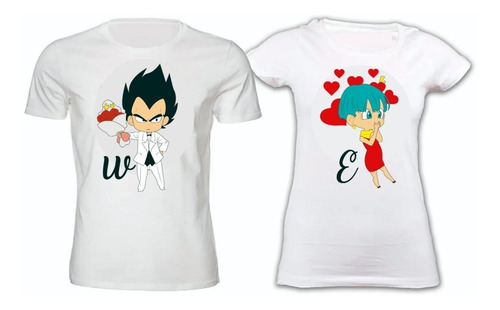 Par De Playeras Pareja Novios Vegeta Y Bulma Con Iniciales