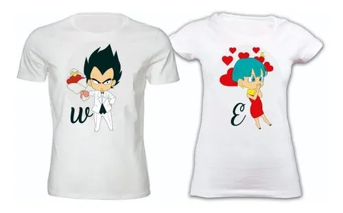 Par De Playeras Pareja Novios Vegeta Y Bulma Con Iniciales Env o