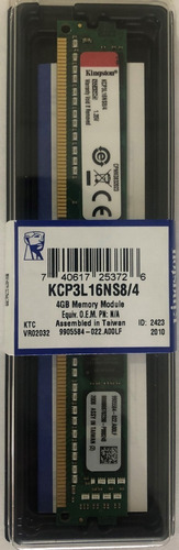 Imagen 1 de 4 de Memoria Ram Kingston Technology Ddr3 4 Gb 1600 Mhz 64 Bi /vc
