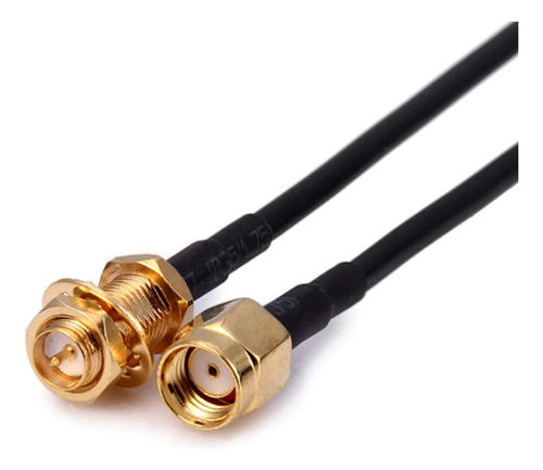 Cabo Extensor Pigtail 50cm Rgc58 Rp-sma Macho + Rp-sma Femea Cor Preto