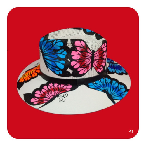 Imagen 3 de 9 de Elegante Sombrero Artesanal Pintado A Mano Varios Modelos 5