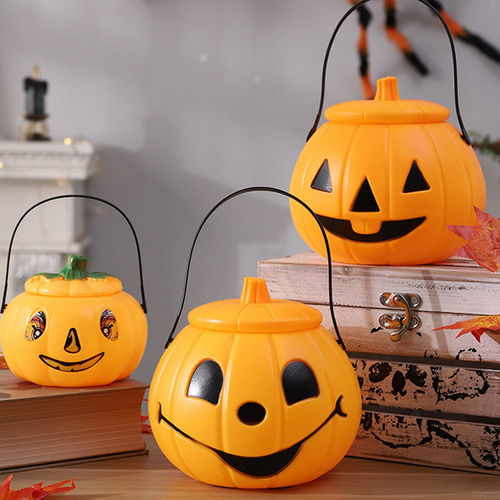 Cubo De Calabaza Portátil Led Para Halloween, Cubo De Carame