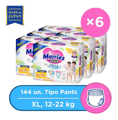 Pack X6 Merries Pants Xl (12-22kg)