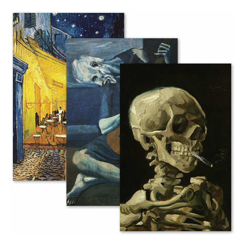 Paquete De 3: Vincent Van Gogh Skeleton + Cafe Terrace At Ni