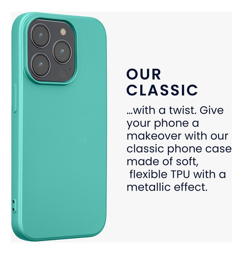 Kwmobile Funda Compatible Con Iphone 14 Pro Funda De Tpu Y Turquesa Metálico.