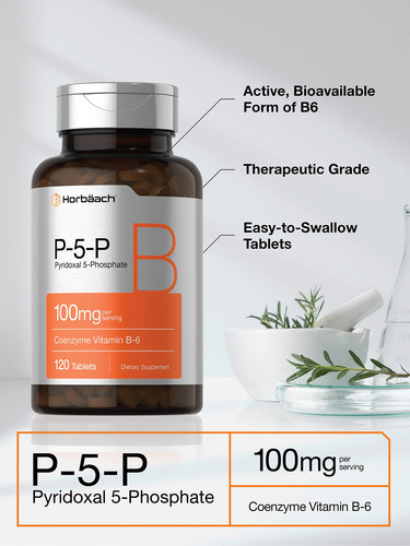 Suplemento Horbäach P-5-p De Vitamina B6 Activada, 100 Mg, 1