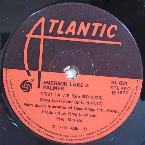 Emerson Lake Palmer 1977 C'esta La Vie / Jeremy B Compacto (Usado)
