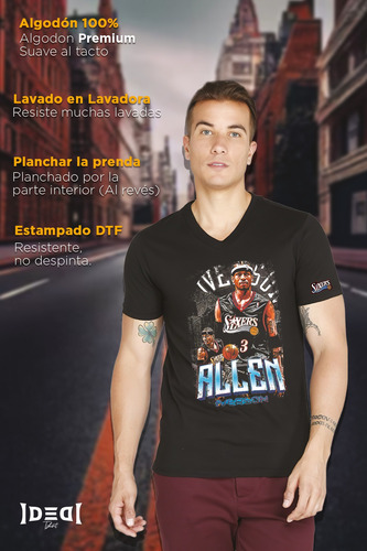 Playera Sixers Allen Iverson Cuello Redondo