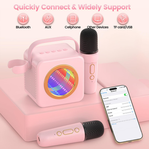 Máquina De Karaoke Xwit Mini Con 2 Micrófonos Inalámbricos R