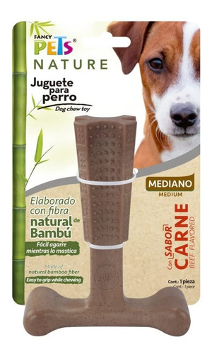 Imagen 2 de 6 de Juguete De Bambú Hueso Mediano Para Perro Sabor Carne