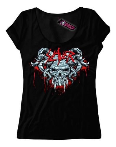 Remera Slayer Heavy Metal 2 Mujer Digital Stamp Dtg Premium