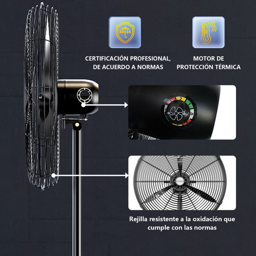Ventilador Industrial Pedestal Ventilador Pie Poderoso Flujo Cantidad De Aspas 3 Estructura Plateado Aspas Plata Material De Las Aspas Aluminum