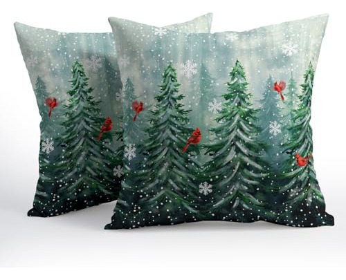 Funda De Cojín Decorativa De Árbol De Acuarela 18x18 Pulgada