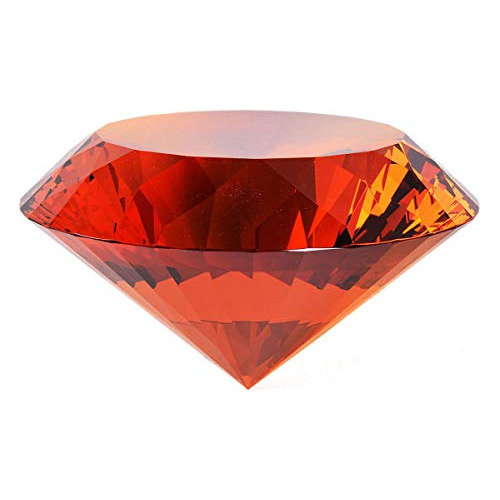 Amber Crystal Glass Diamond Shaped Decoration 80mm Jewe...