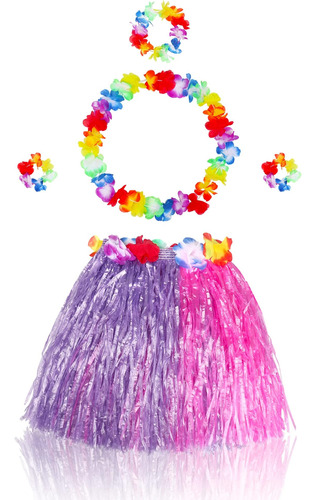 Fortunings Jds Girls Hawaiian Hula Grass Falda Juego De Disf