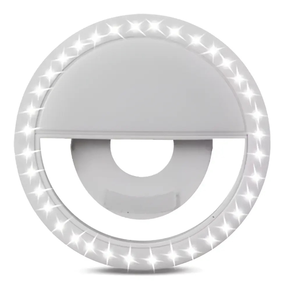 Aro de Luz Soul Selfie Ring LED Recargable con 36 LED para Celular Blanco