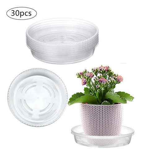 30 Platillos Para Macetas De Flores, Base Transparente 15cm