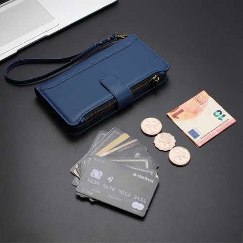 Funda Tipo Cartera De Piel Con Cierre De 9 Ranuras Para Huawei Nova Y70/y90, 6 Colores, Función Atril, Desmontable, Correa De Muñeca