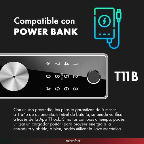 Imagen 7 de 10 de Cerradura Smart T11b Bluetooth Huella Tarjeta Exterior Codig