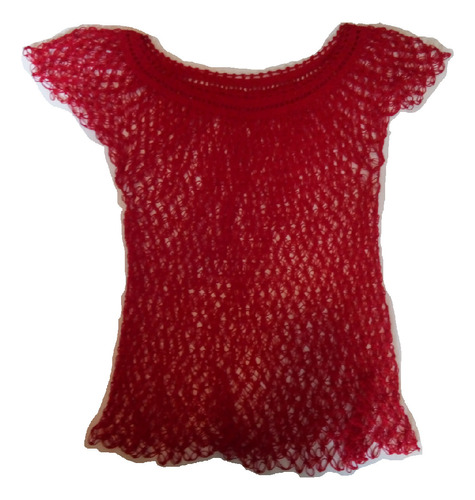 Blusa Tejida Roja Tipo Red Tejido Crochet, Talla M