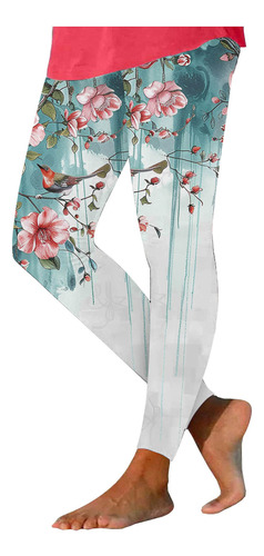 Leggins I Para Mujer Con Estampado Retro De Hojas Y Flores P